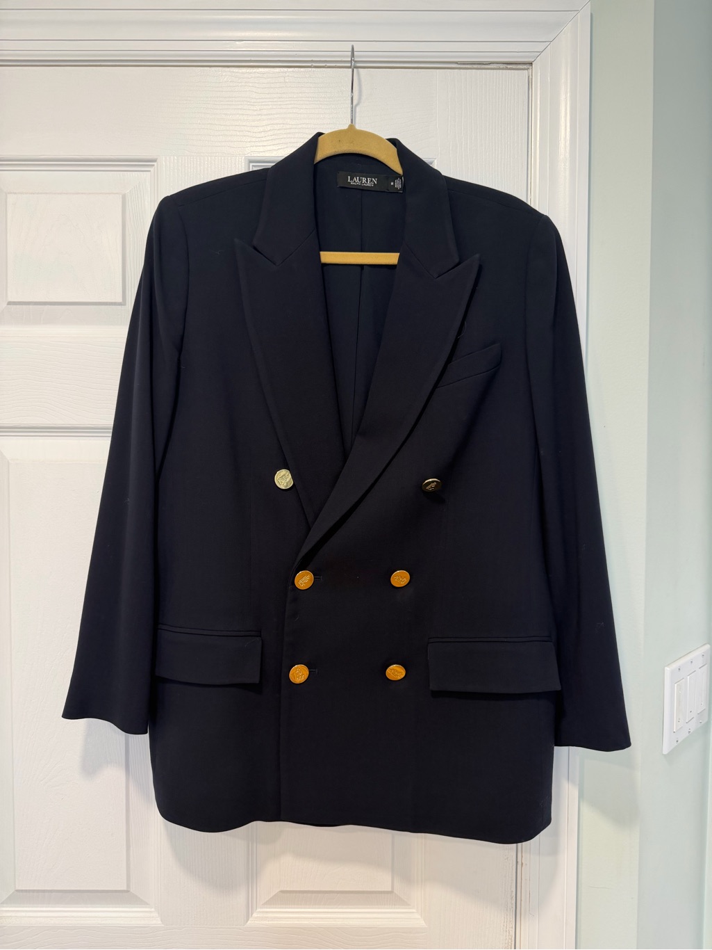 Lauren Ralph Lauren Double-Breasted Navy Blazer With Gold Buttons